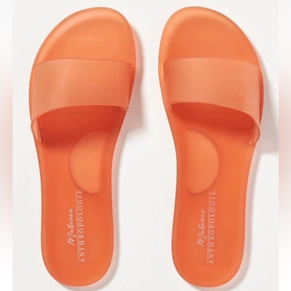 Anthropologie Matisse Sandal Orange Jelly Slide Open Toe Slip On Casual 10 M